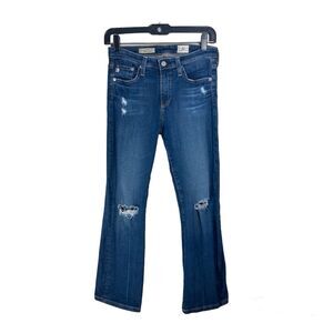 AG Adriano Goldschmeid Jeans 26 (26x27") Blue Mid Rise Straight Leg Distressed